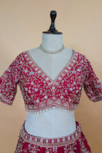 Red Raw Silk Designer Bridal Lehenga with Double Dupatta
