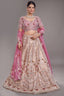 The Onion Pink Banarasi Brocade Silk Lehenga with Scalloped Crossover Choli and Handwork