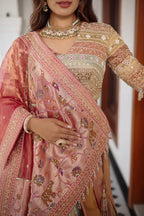 The Multi-Chromatic Panel Tissue Silk Lehenga with Embellished Embroidered Choli and Rose Paithani Border Dupatta