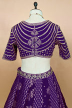 Royal Purple Banarasi Silk Woven Lehenga Set with Hand-Crafted Kundan & Zardosi Blouse
