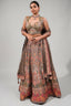 Olive Green Silk Lehenga Set featuring Cutout Halter-Neck Blouse