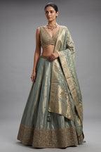 Mint Green Tissue Sequin Embroidered Lehenga