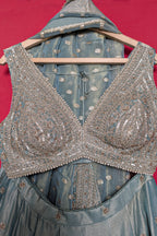 Mint Green Tissue Sequin Embroidered Lehenga