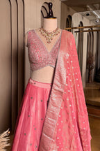 Pink Tissue Sequin Embroidered Lehenga