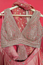 Pink Tissue Sequin Embroidered Lehenga