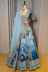 Blue Ombre Silk Embroidered Worked Lehenga