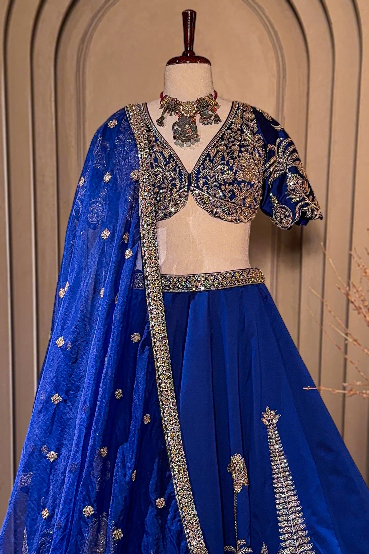 Blue Silk Cutdana and Sequin Worked Lehenga