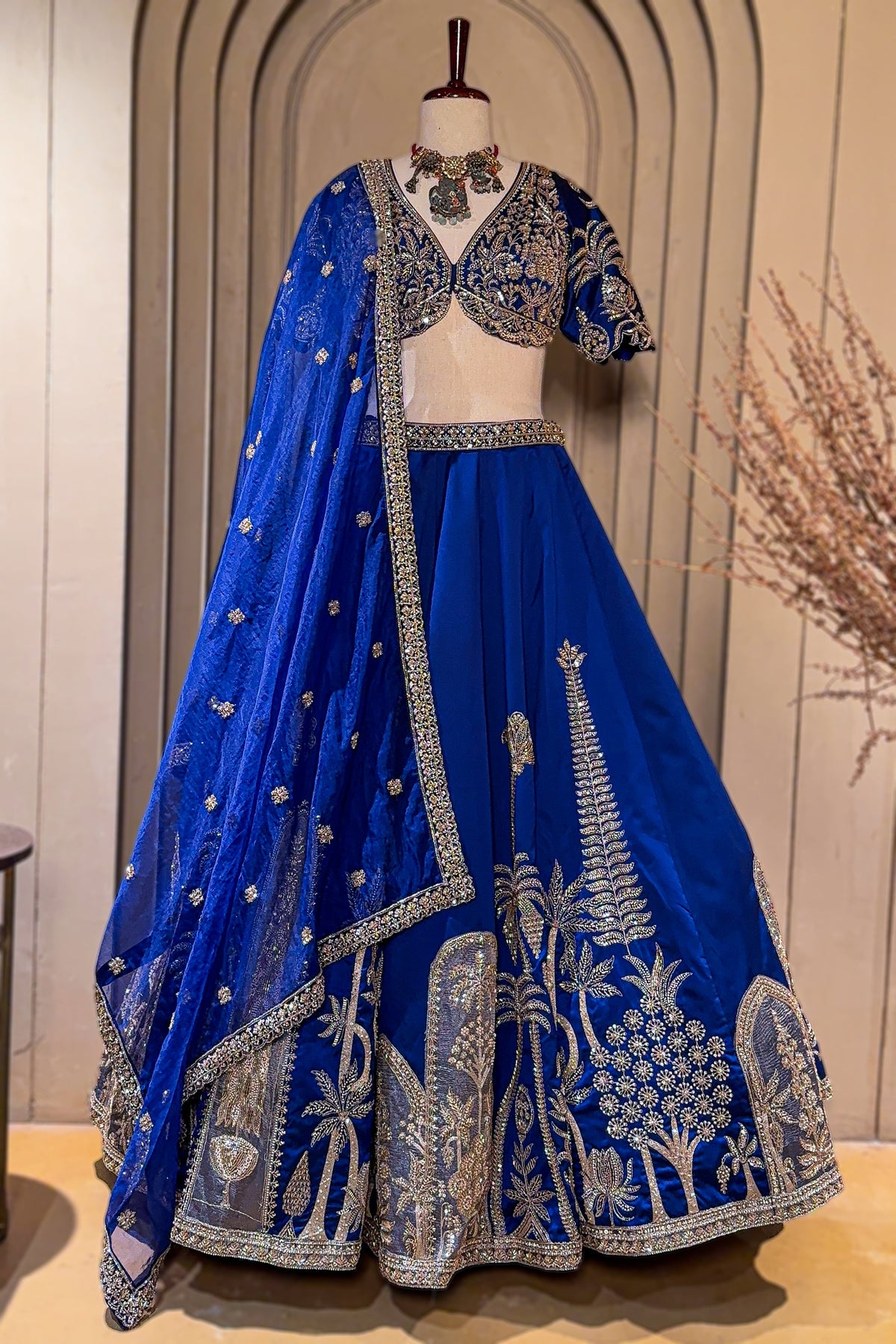 Blue Silk Cutdana and Sequin Worked Lehenga