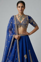 Blue Silk Cutdana and Sequin Worked Lehenga
