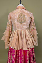 Rani Pink Banarasi Silk Woven Peplum Lehenga Set