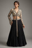 Black Georgette Pleated Flared Lehenga with Cutdana Sequin Worked Crop Top