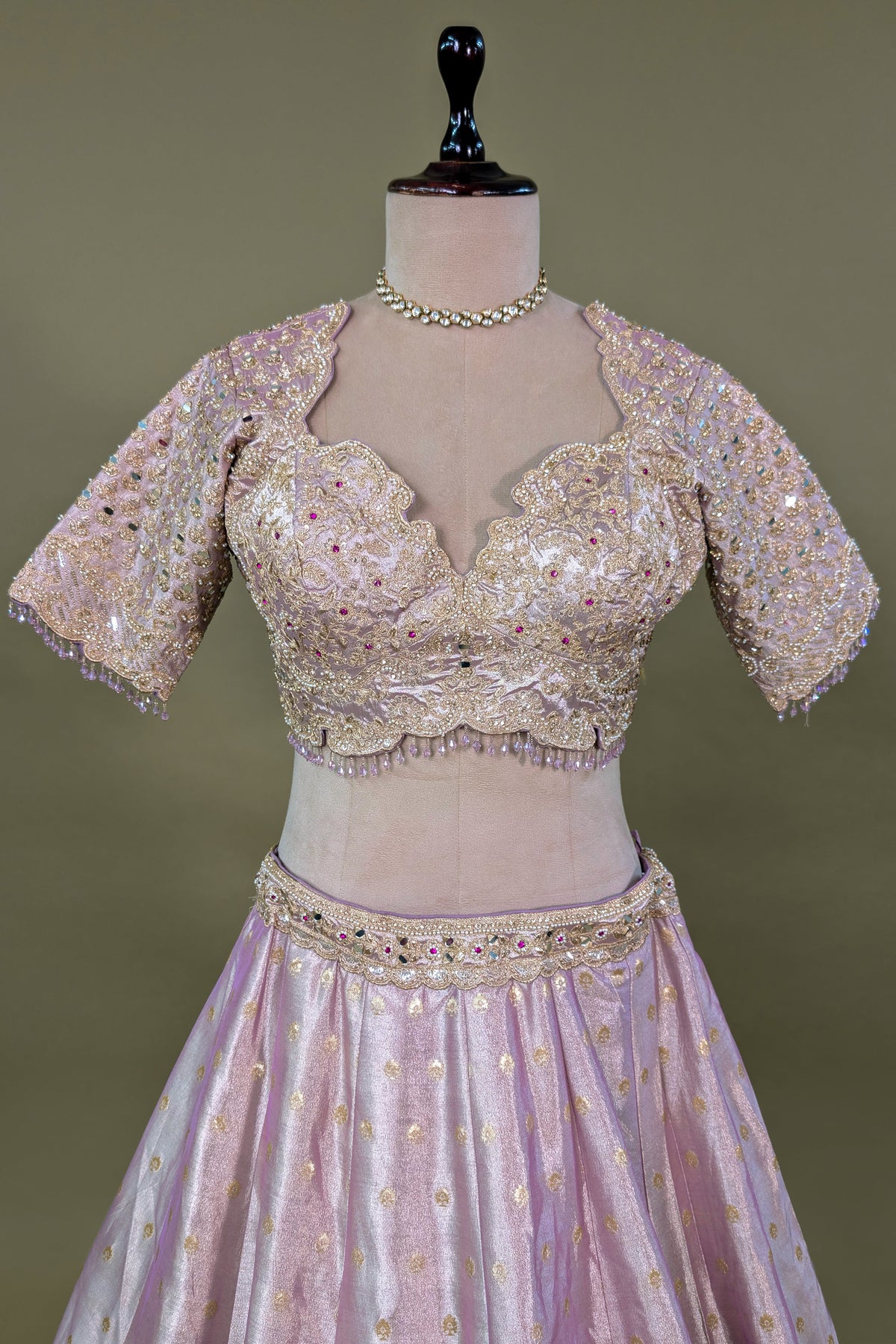 Lilac Purple Ombre Tissue Woven Lehenga