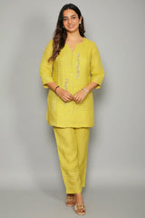 Light Green Cotton Embroidered Co-Ord Set