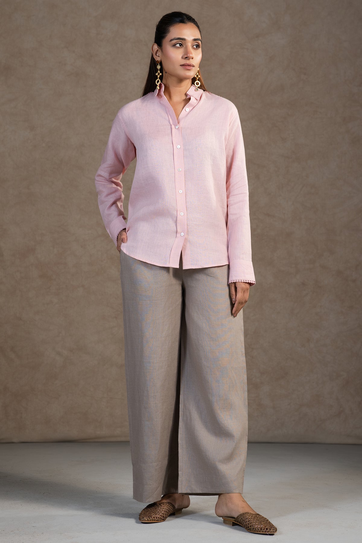 Light Baby Pink Cotton Linen Co-Ord Set