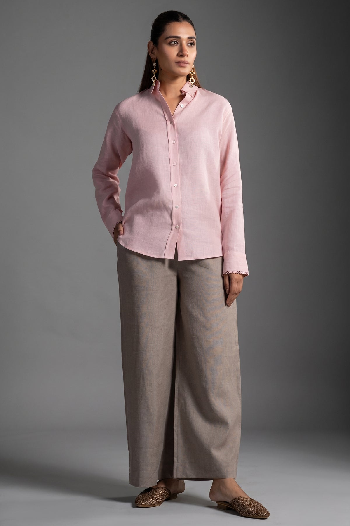 Light Baby Pink Cotton Linen Co-Ord Set