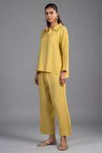 Lime Yellow Linen Solid Co-Ord Set