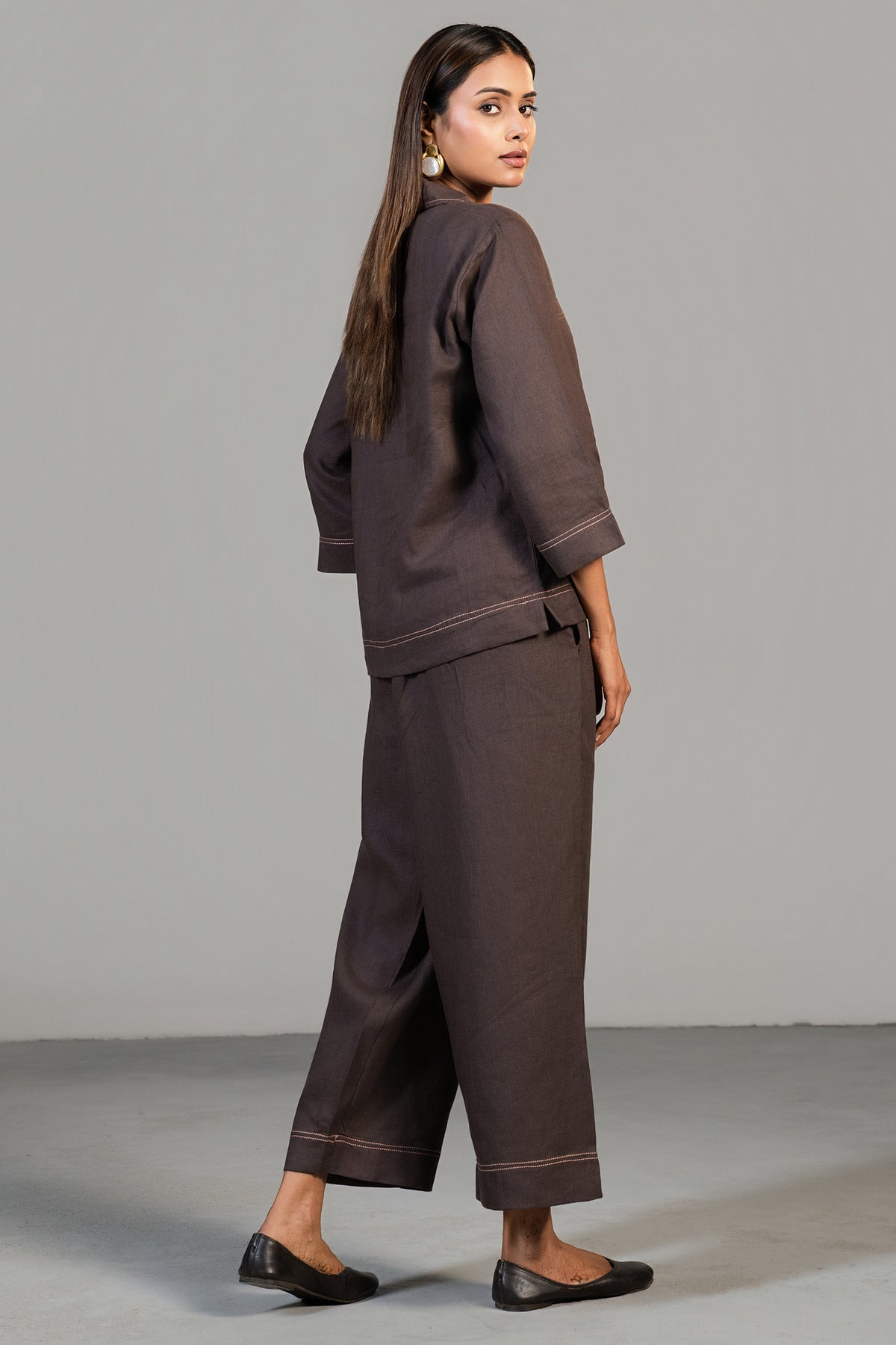 Brown Linen Co-Ord Set