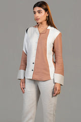 Multi Colored Linen Shirt Style Tunic with Pant