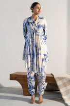 Off White Muslin Silk Printed Co-Ord Set