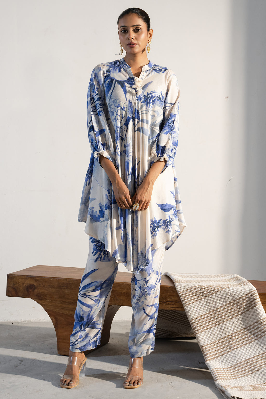 Off White Muslin Silk Printed Co-Ord Set