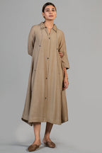 Beige Cotton Silk Dress