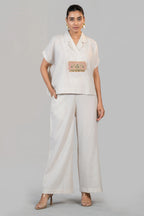 Ivory White Jute Lapel Collar Clyde Co-Ord Set