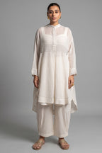 Ivory White Organza High and Low Co-Ord Set