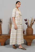 Ivory Jute Embroidered Tie Up Dress