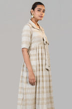 Ivory Jute Embroidered Tie Up Dress