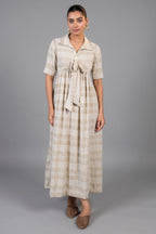 Ivory Jute Embroidered Tie Up Dress