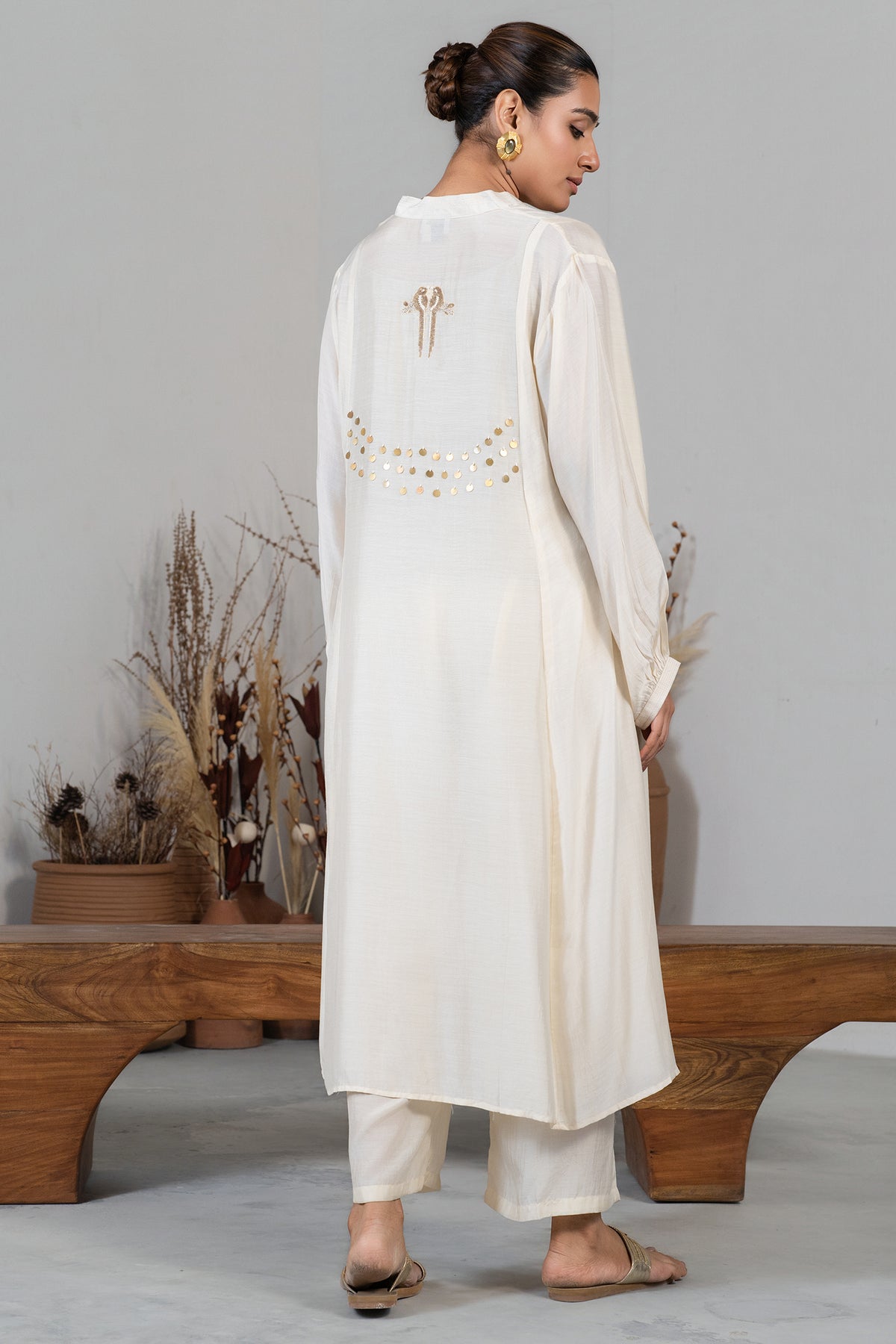 Ivory Cream Muslin Silk Co-Ord Set