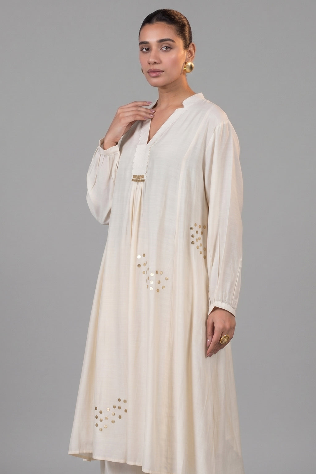 Ivory Cream Muslin Silk Co-Ord Set