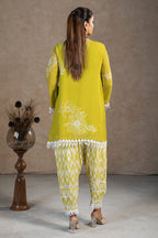Olive Green Linen Floral Printed Co-Ord Set