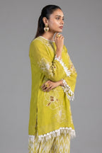 Olive Green Linen Floral Printed Co-Ord Set