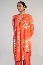 Orange Crepe Printed Kurti with Pant