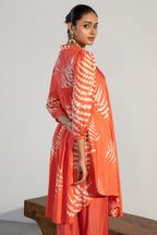 Orange Crepe Printed Kurti with Pant