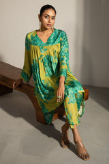 Lime Green Muslin Silk Floral Printed Co-Ord Set