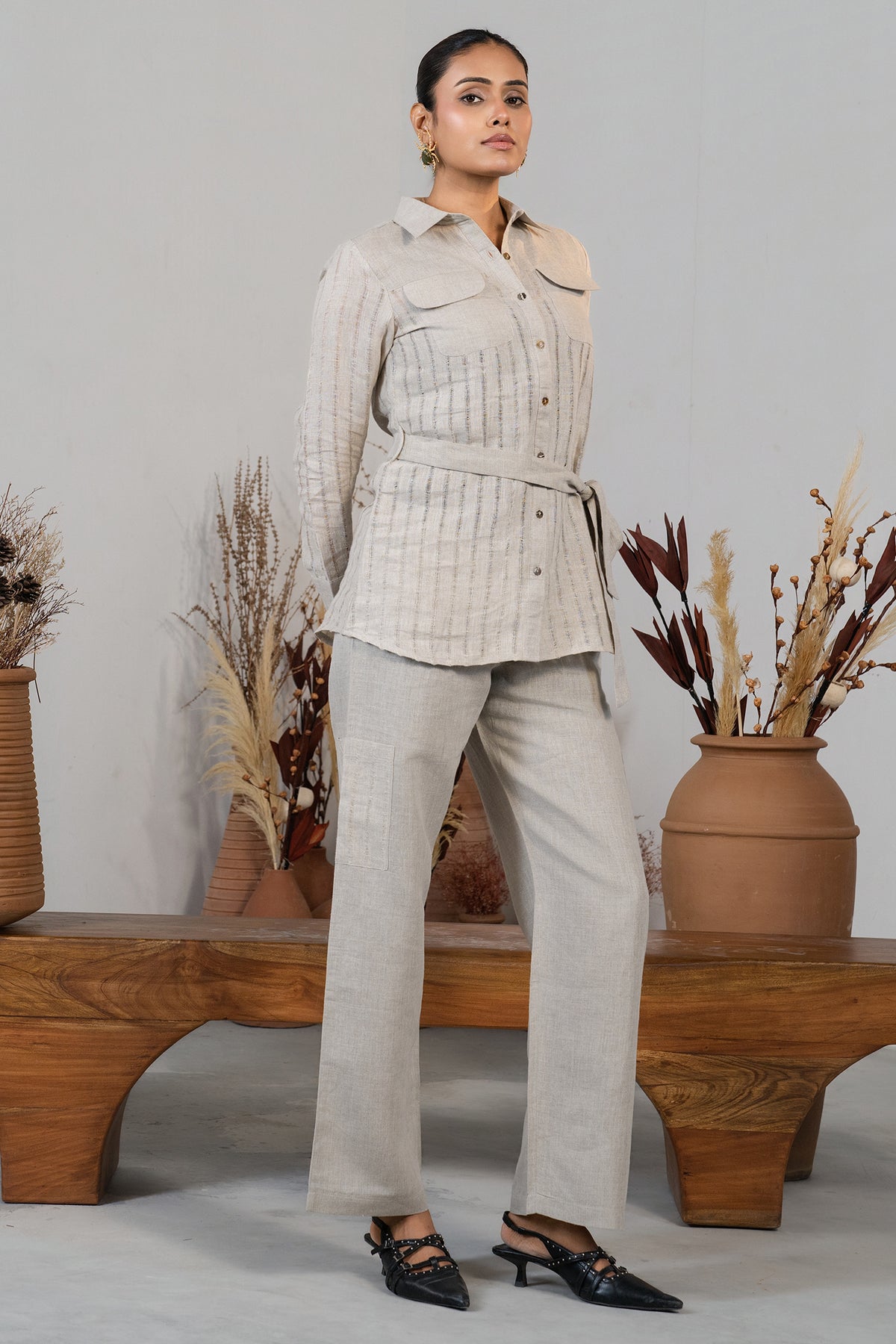Grey Linen Co-Ord Set