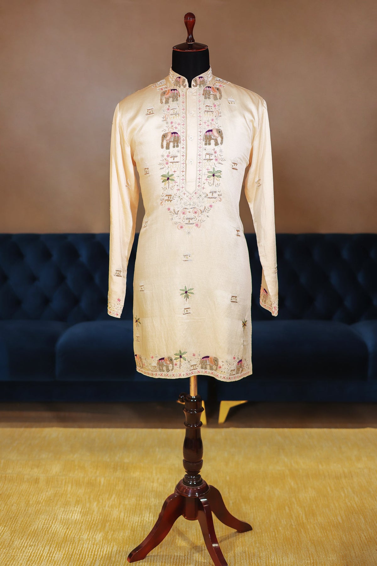 Ivory White Silk Sequin Embroidered Kurta Set
