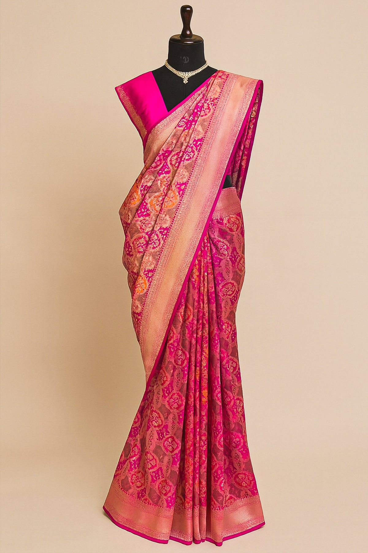 Rani Pink Silk Traditional Woven Saree