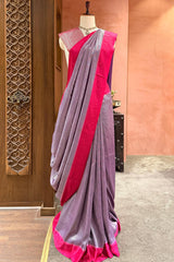 Purple and Pink Modal Silk Saree