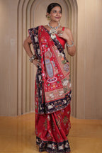 Red Silk Traditional All Over Pichwai Embroidered Saree