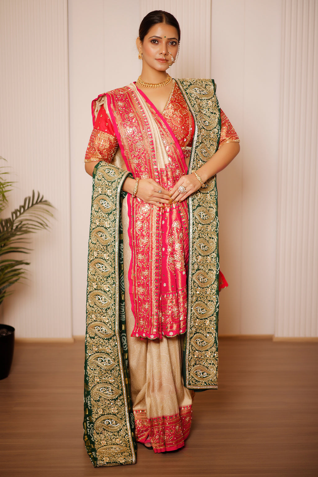 Cream Uppada Silk All Over Woven Traditional Saree