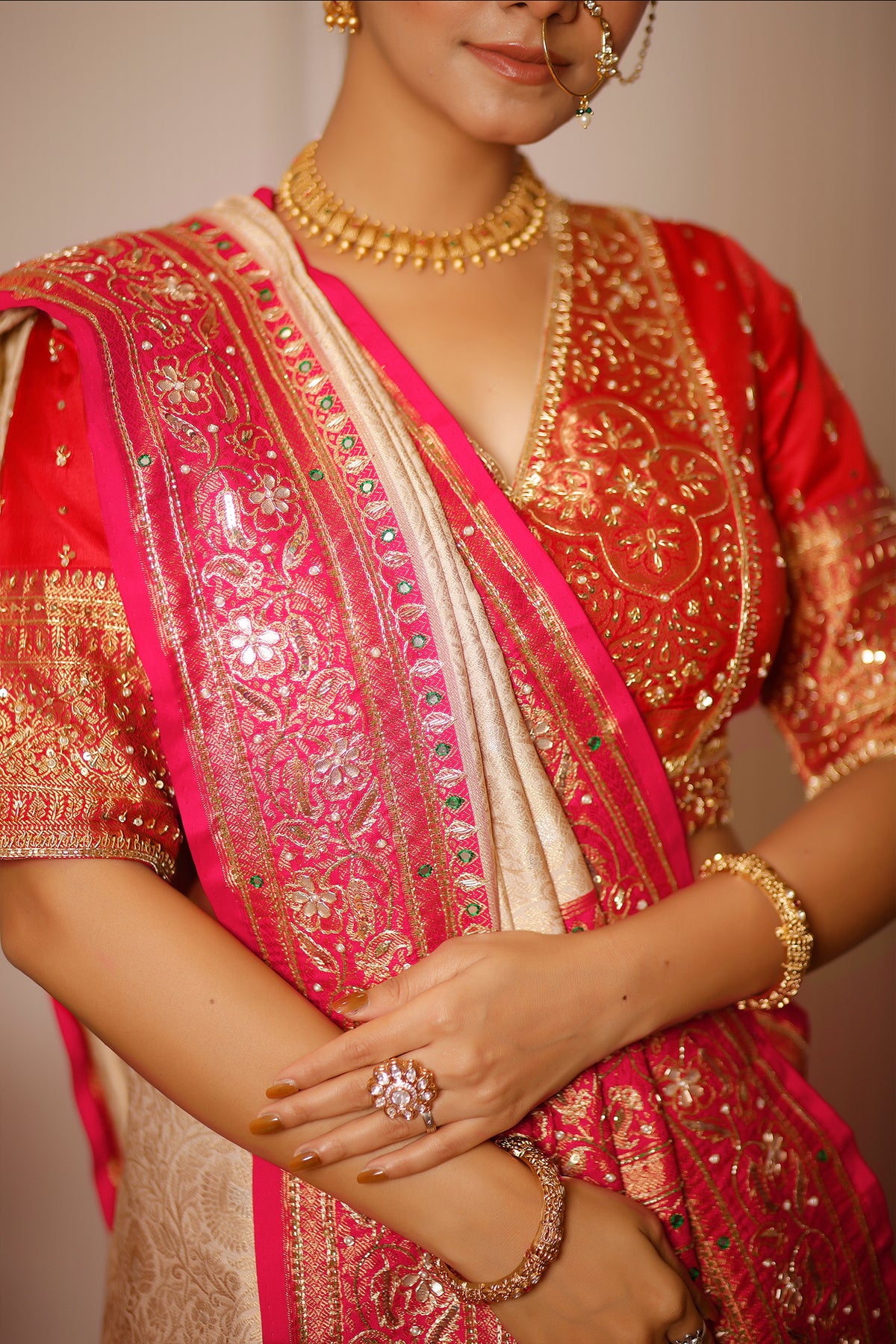 Cream Uppada Silk All Over Woven Traditional Saree