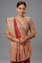Magenta Kanchipuram Silk Traditional All Over Woven Saree with Handworked Border and Pallu