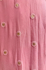 Light Baby Pink Georgette Lucknowi Worked Saree with Mukaish Work