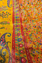 Yellow Dola Silk Pashmina Printed Saree with Sequin Cutdana Work