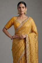 Yellow Tissue Woven Saree with Lace Work
