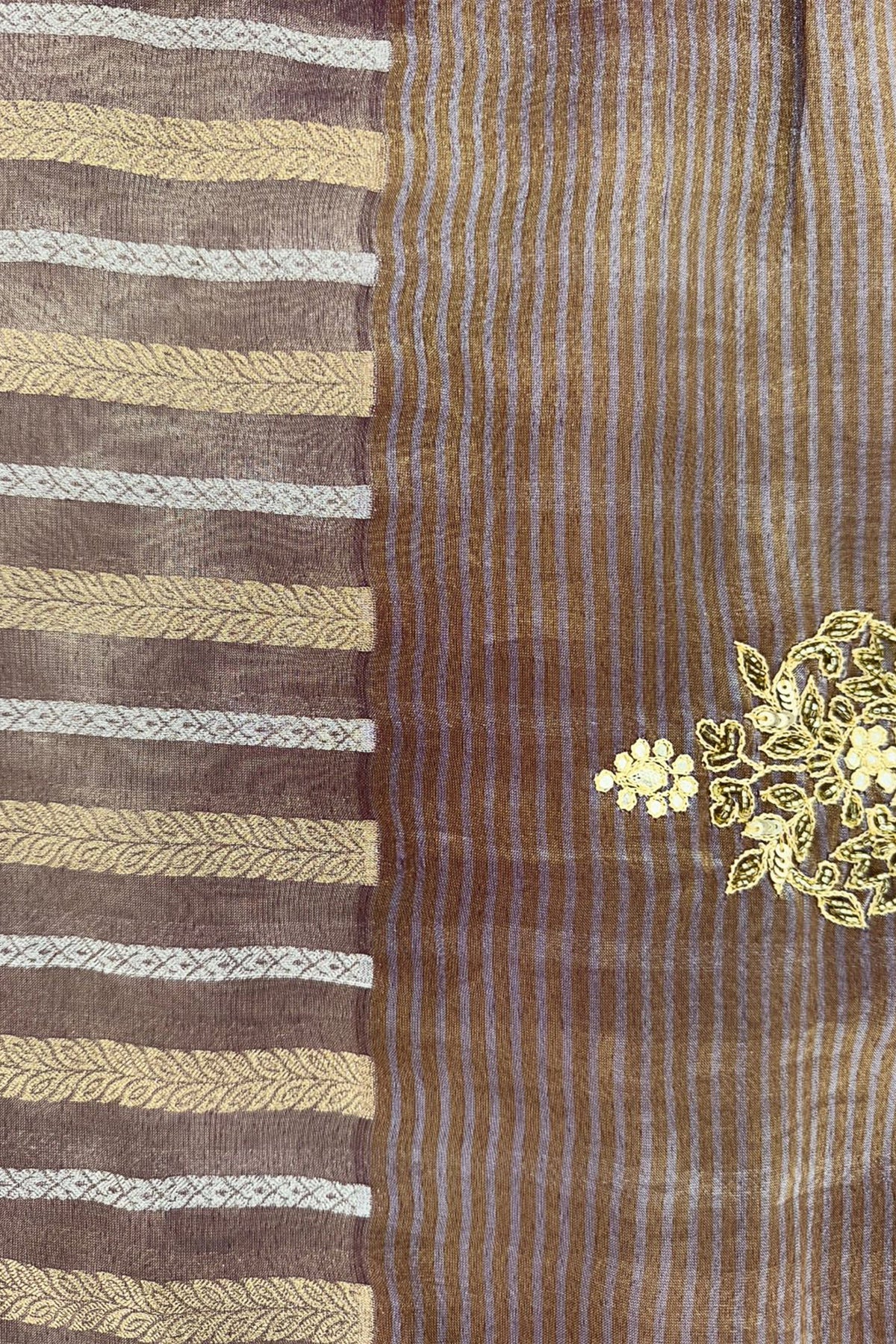Purple Tissue Woven Saree with Lace Work