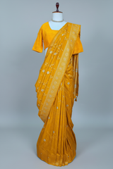 Yellow Art Silk Banarasi Woven Saree